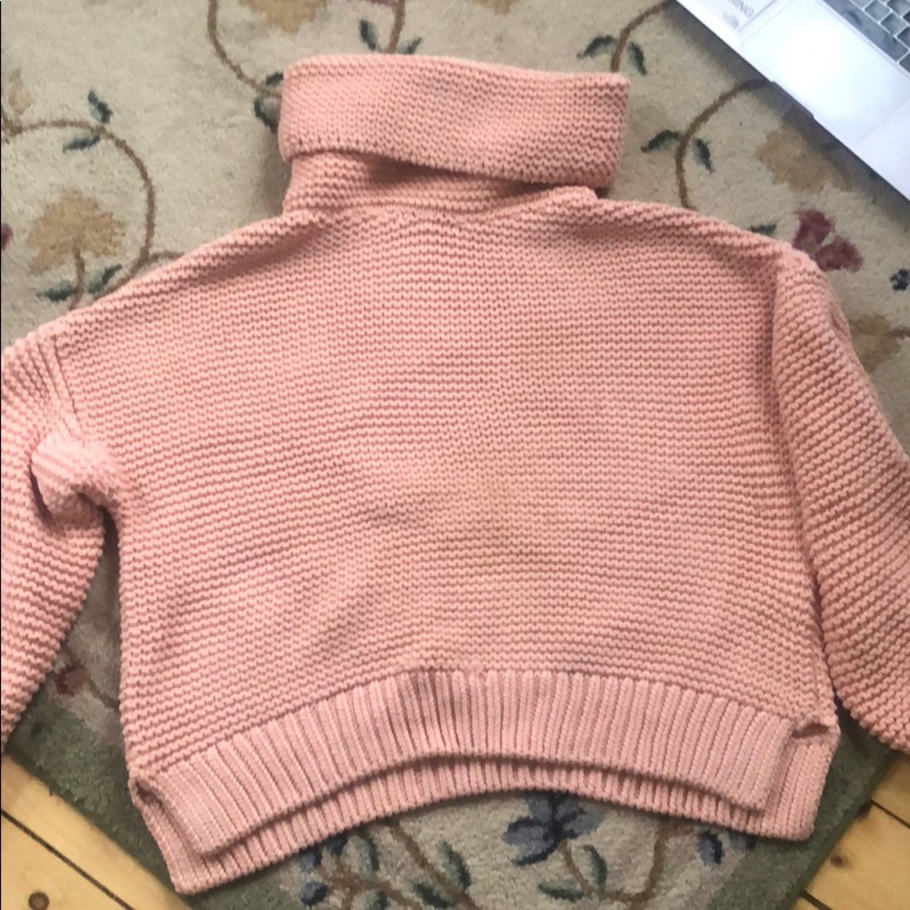 Zara Oversized pink knit turtleneck sweater